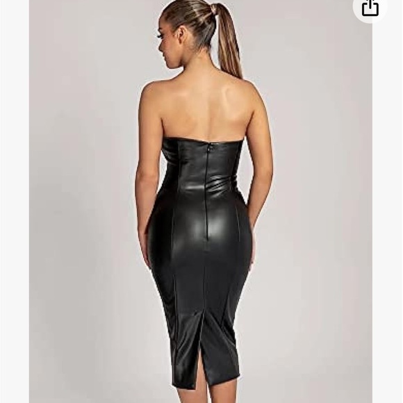 Strapless faux leather dress - Picture 3 of 3